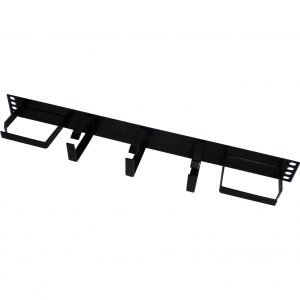 Excel Cable Management Bar - 1U - 3 Vertical 2 Horizontal Metal Hoops - Black