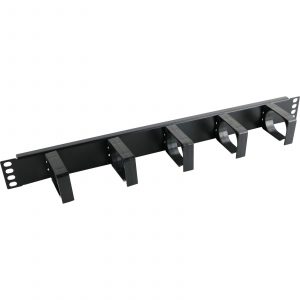 Excel Cable Management Bar - 1U - 5 Vertical Plastic Hoops - 65mm - Black